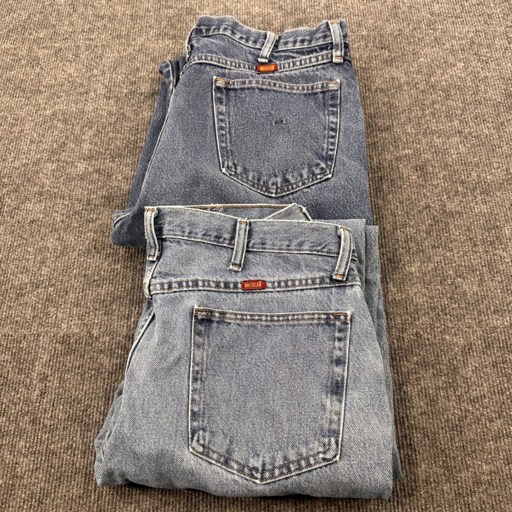 Y2K Rustler Regular Fit Jeans Bundle 36x24 Utility Cotton Denim Blue Workwear